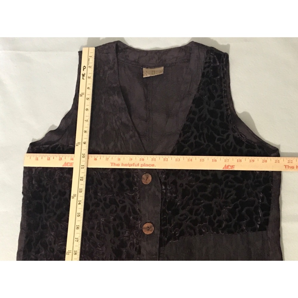 URU Velvet Burnout Sleeveless Blouse One‎ Size Purple Textured Jacquard Vintage - Picture 10 of 12